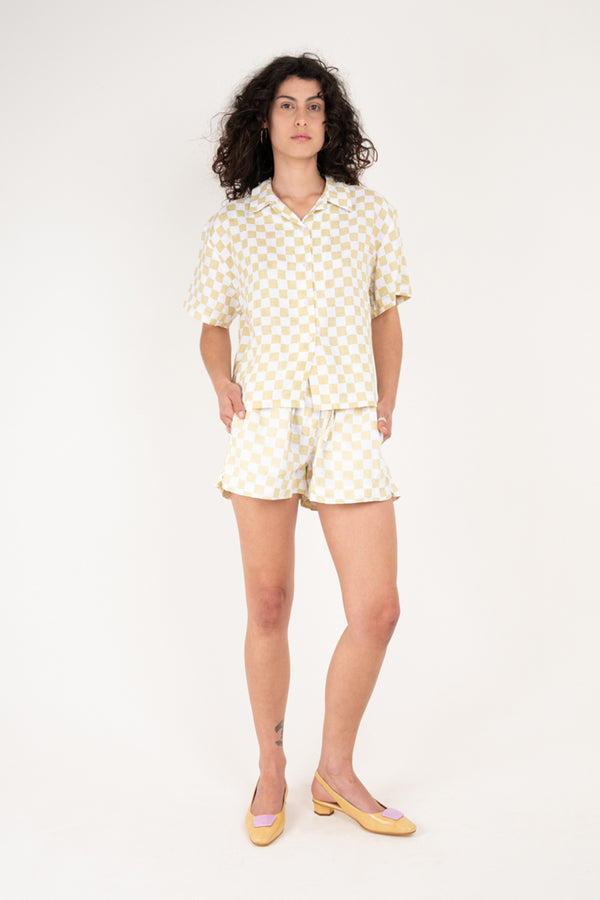 Check Short Resort Set - Cream