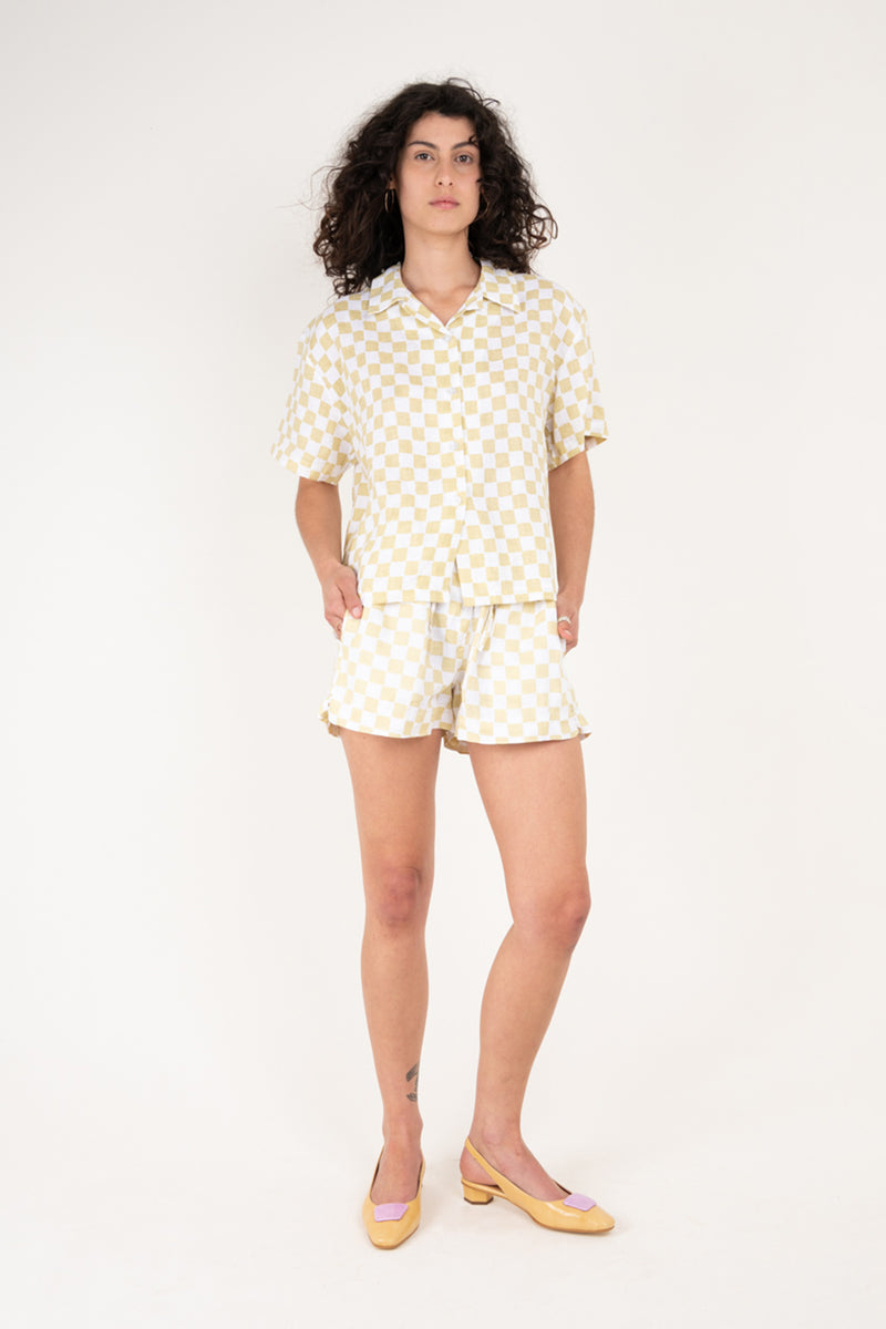 Check Short Resort Set - Cream
