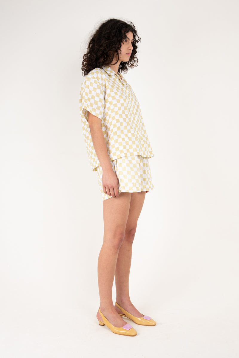 Check Short Resort Set - Cream