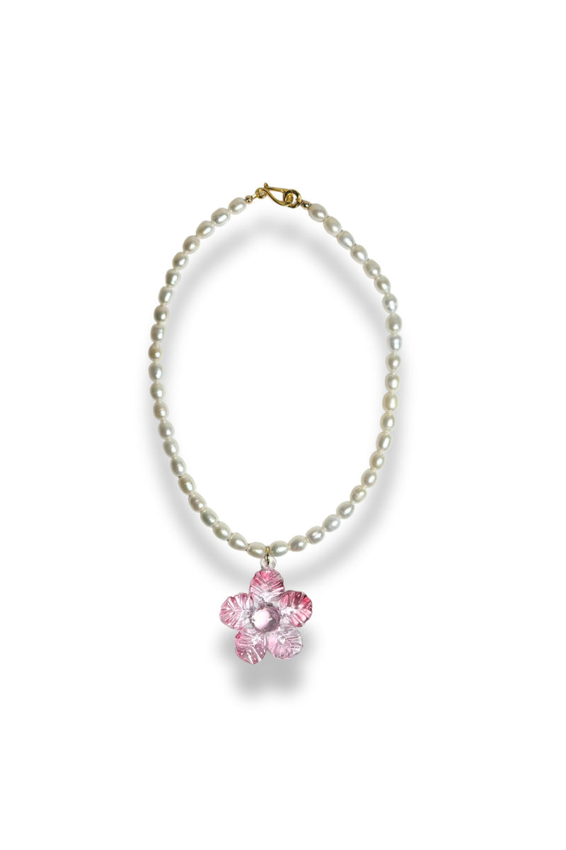 Fleur Pearl Necklace - Pink