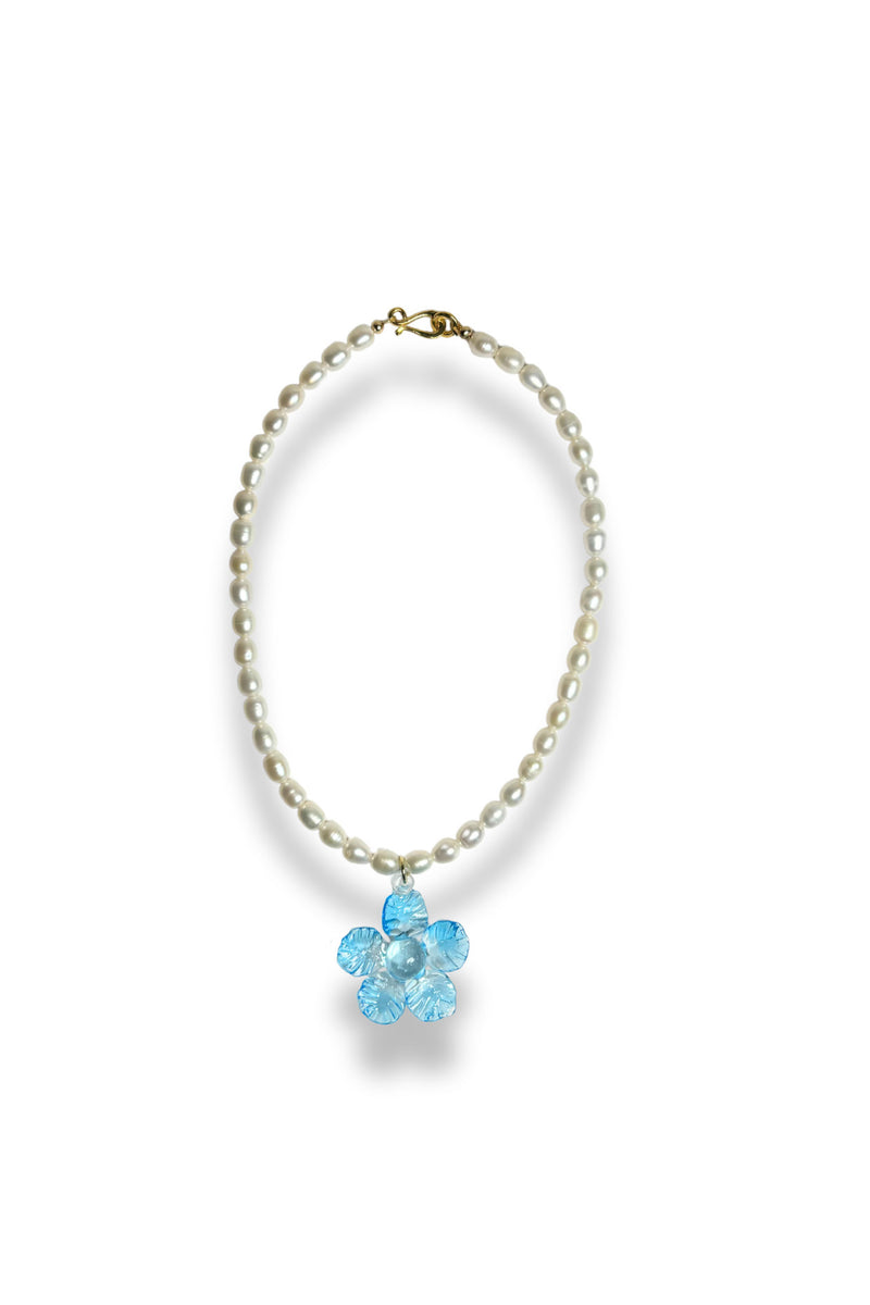 Fleur Pearl Necklace - Blue