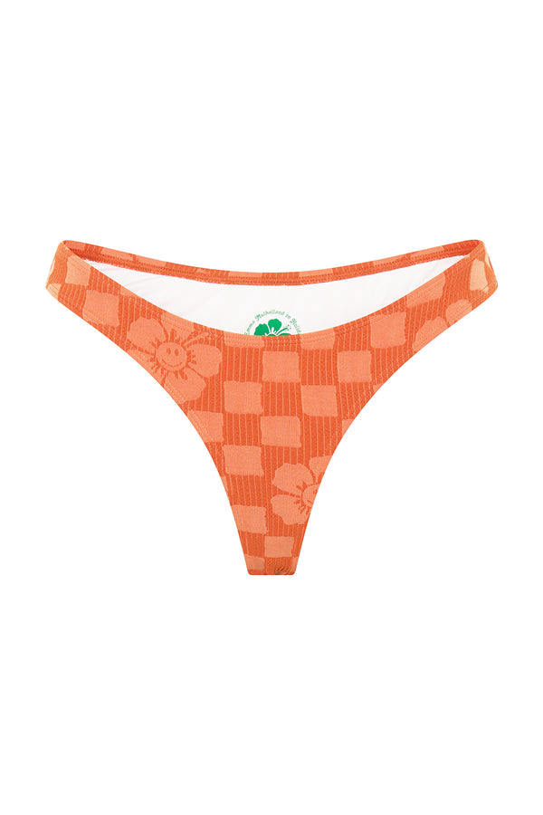 Happy Check Cheeky Bikini Bottom - Burnt Orange