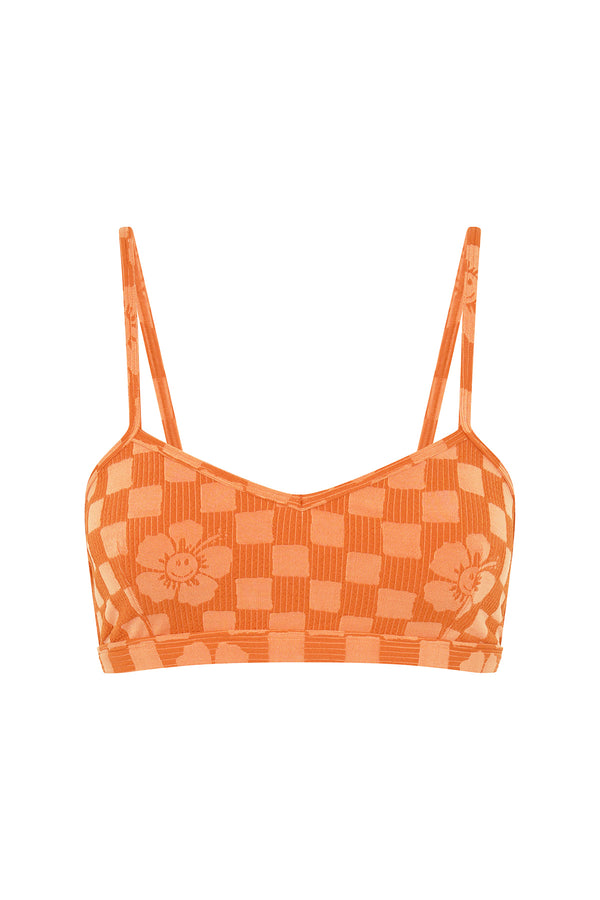 Happy Check Bikini Crop Top - Burnt Orange