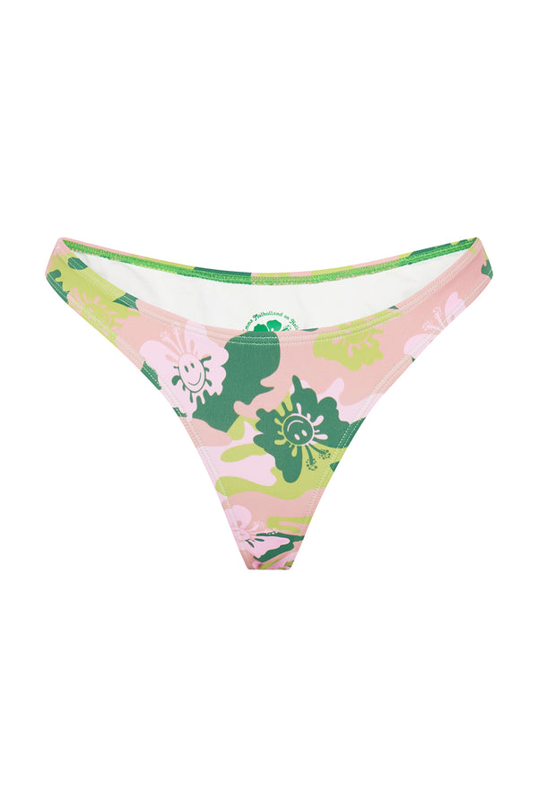 Butterfly Camo Cheeky Bikini Bottom - Pink/Green