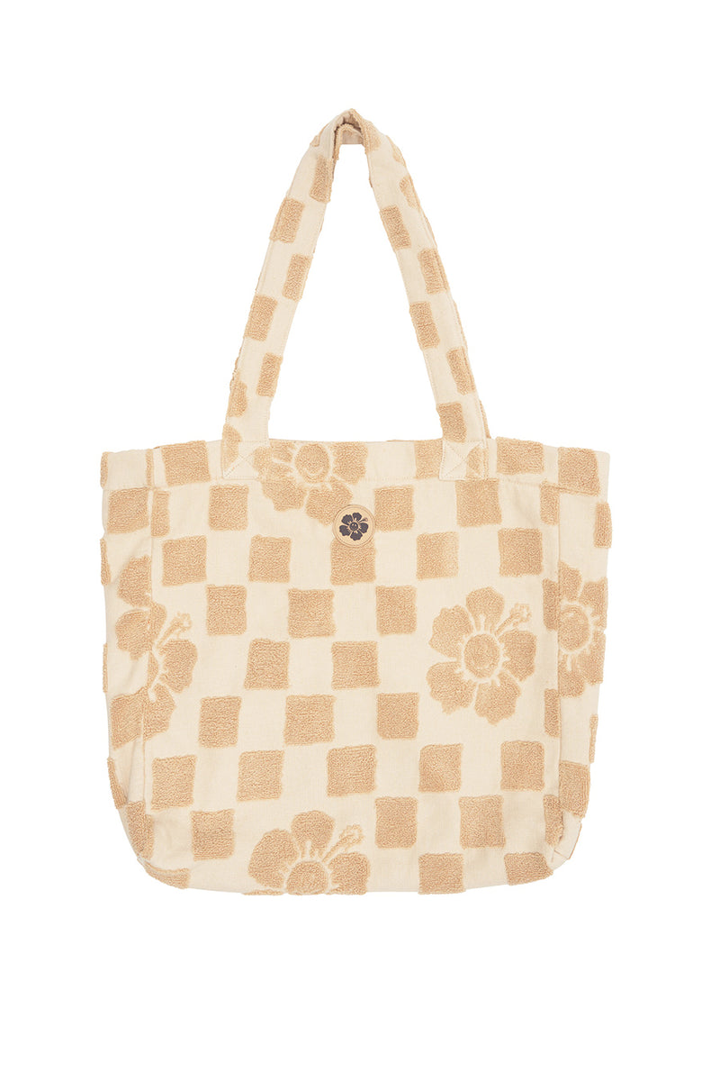 Happy Check Terry Tote - Sand