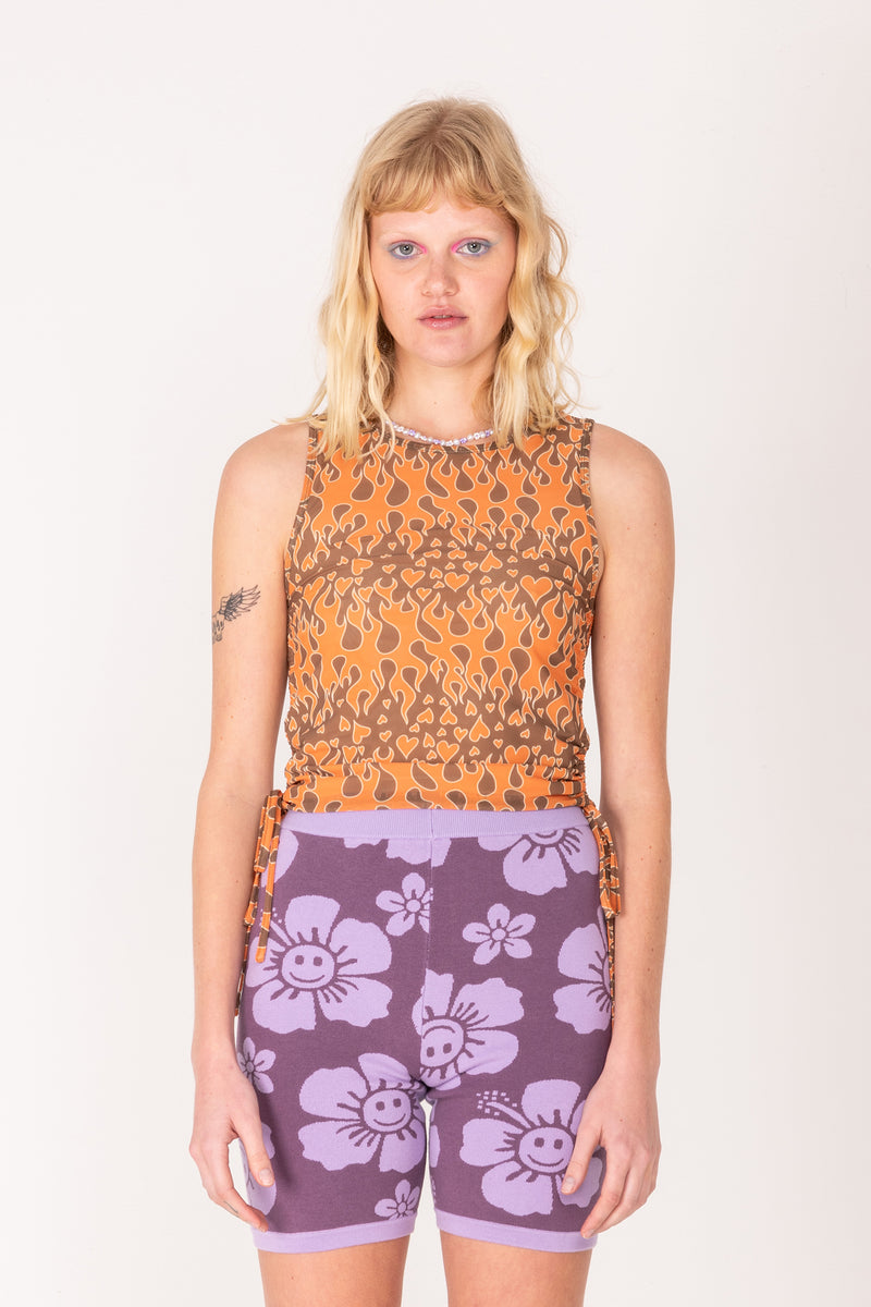 Happy Hibiscus Knit Short - Purple