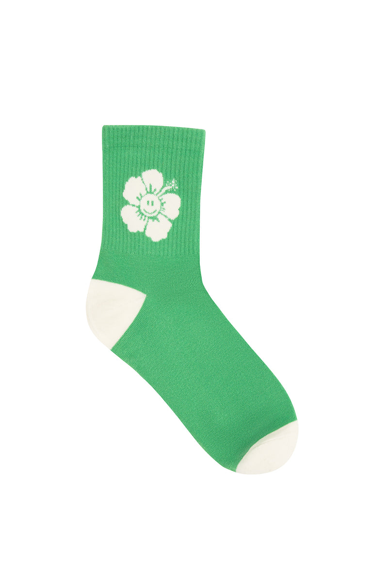 Happy Hibiscus Sock - Green