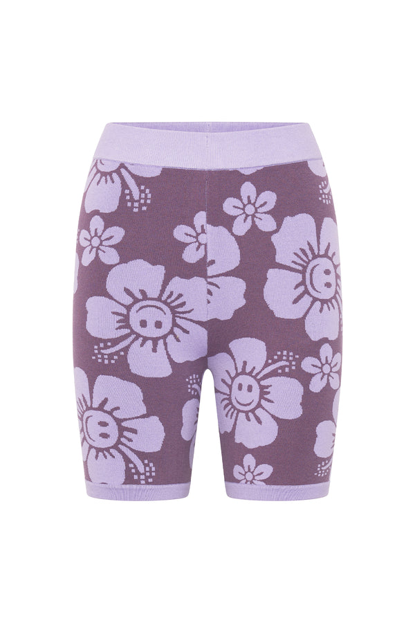 Happy Hibiscus Knit Short - Purple