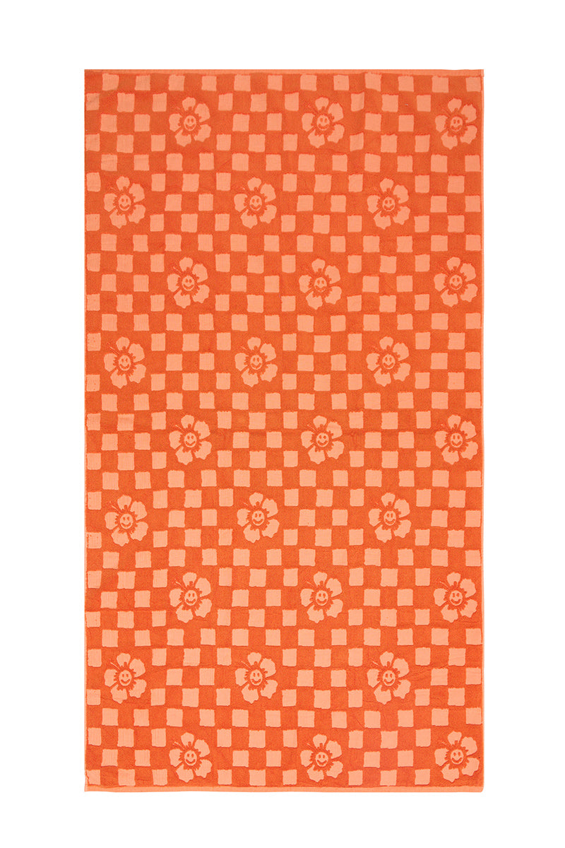 Burnt Orange Happy Check Towel