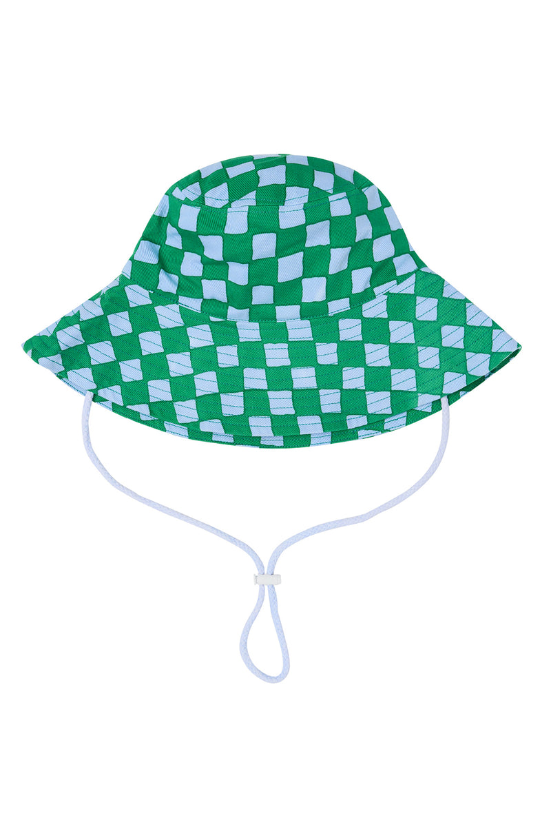 Check Sun Hat - Blue/Green