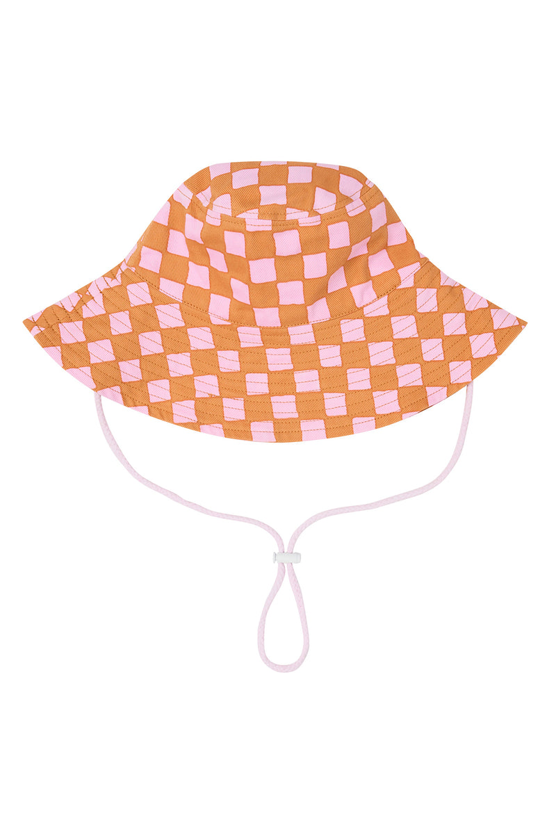Check Sun Hat - Pink/Orange