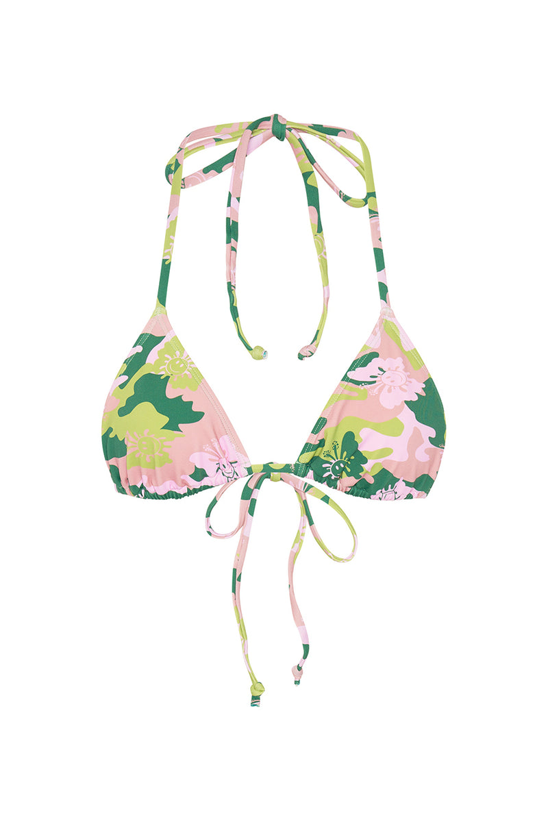 Butterfly Camo Triangle Bikini Top - Pink/Green