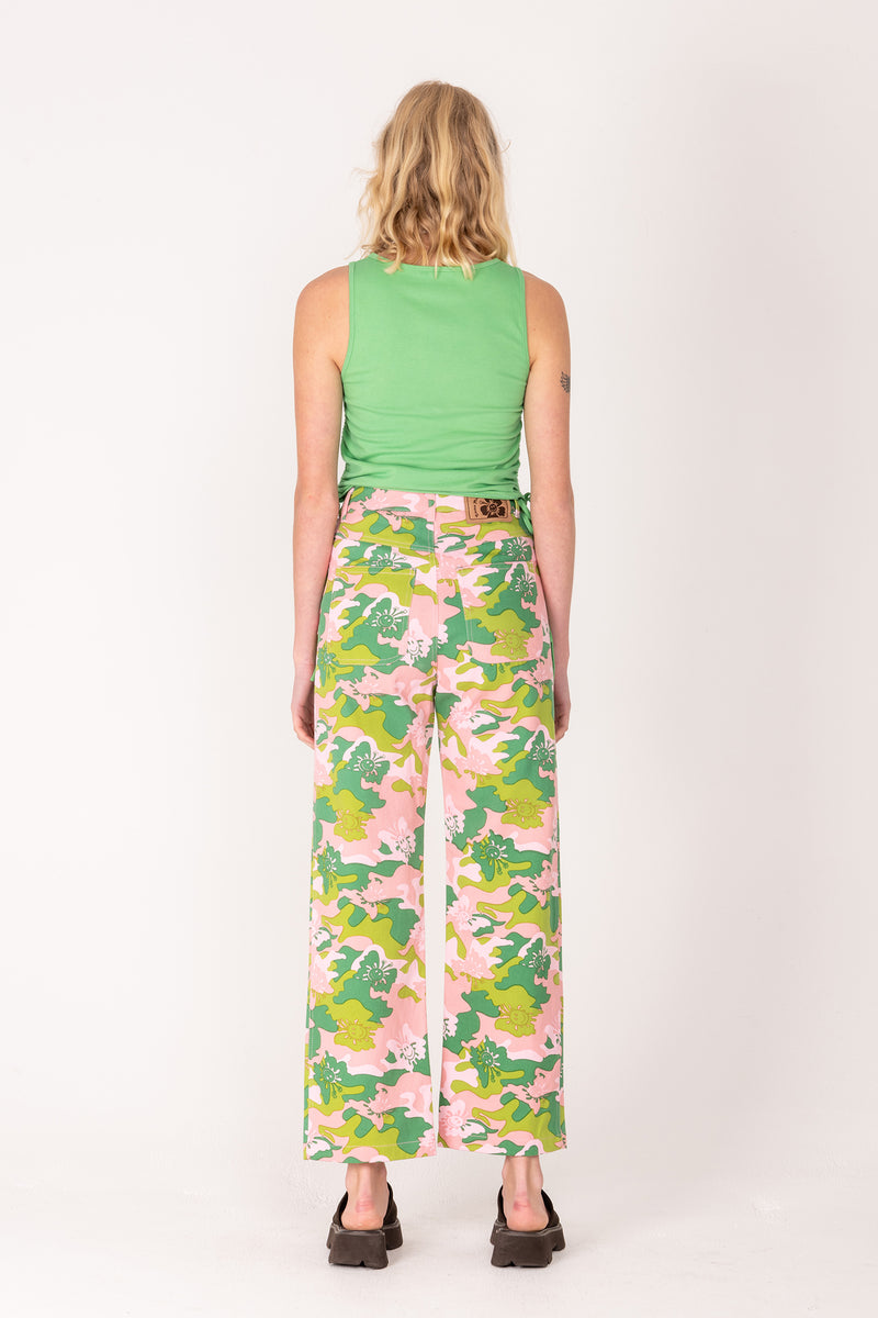 Butterfly Camo Vacation Pant - Green/Pink
