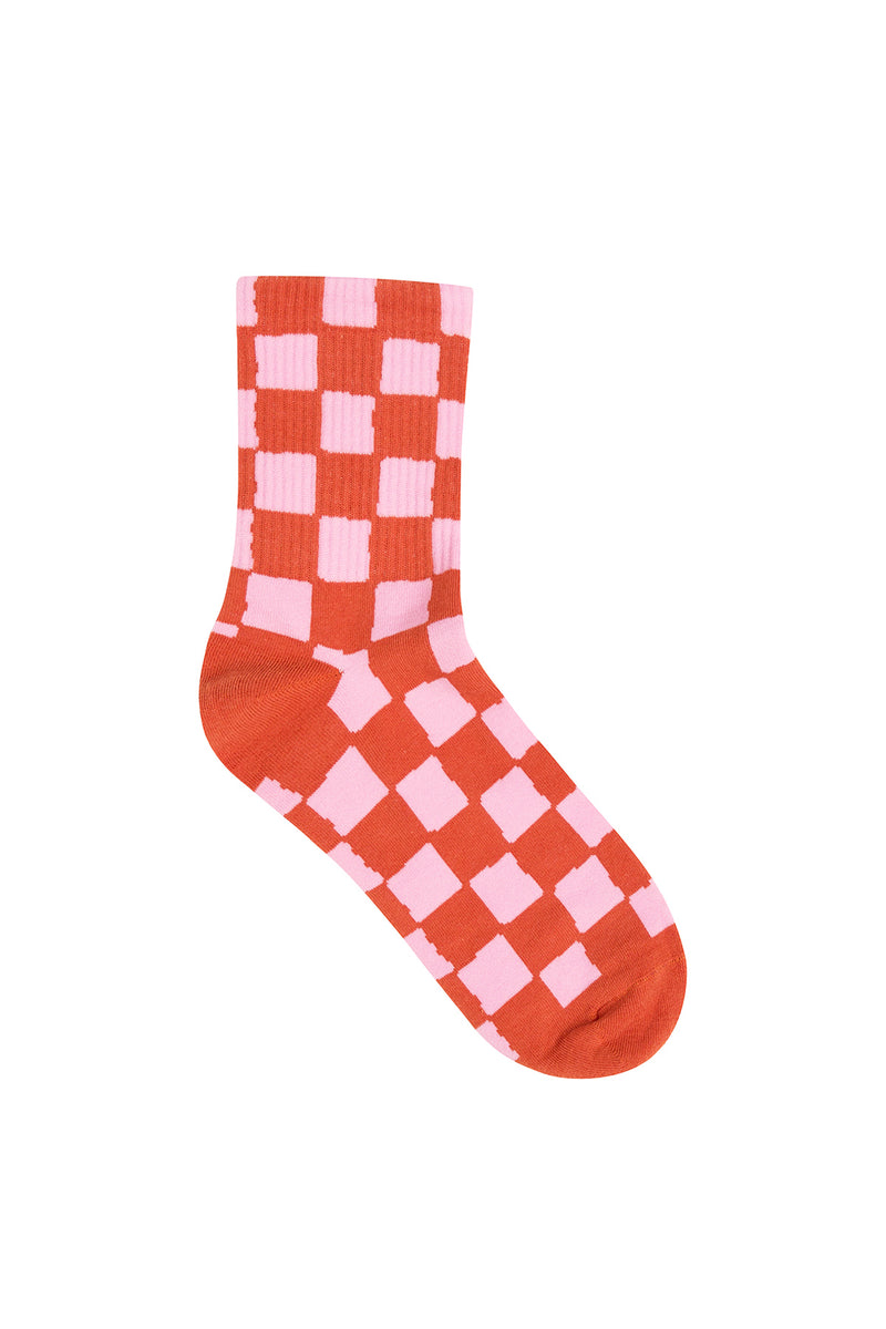 Check Sock - Pink/Orange