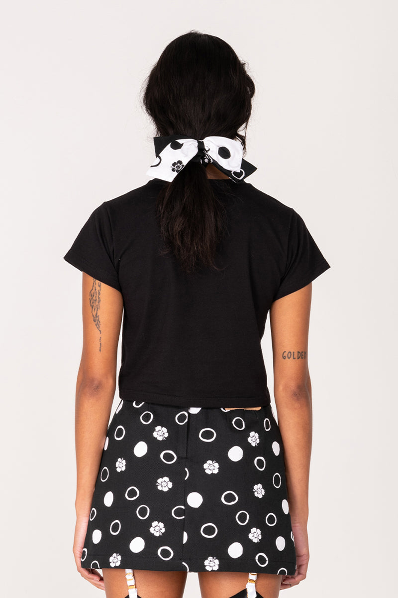 Happy Hibiscus Baby Tee - Black/White