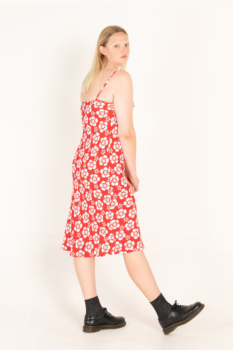 Happy Hibiscus Vacation Slip Dress - Red