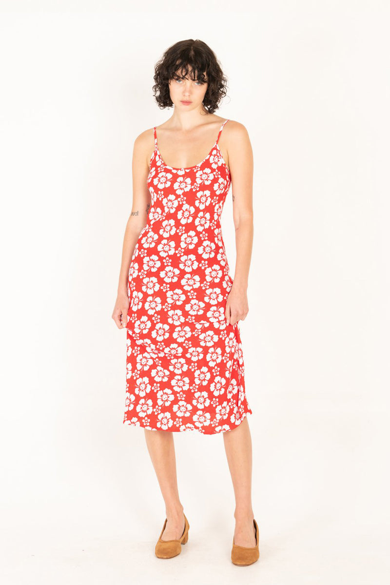 Happy Hibiscus Vacation Slip Dress - Red