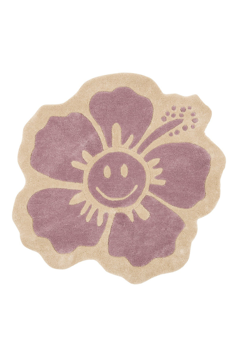 Happy Hibiscus Rug - Sand & Lilac