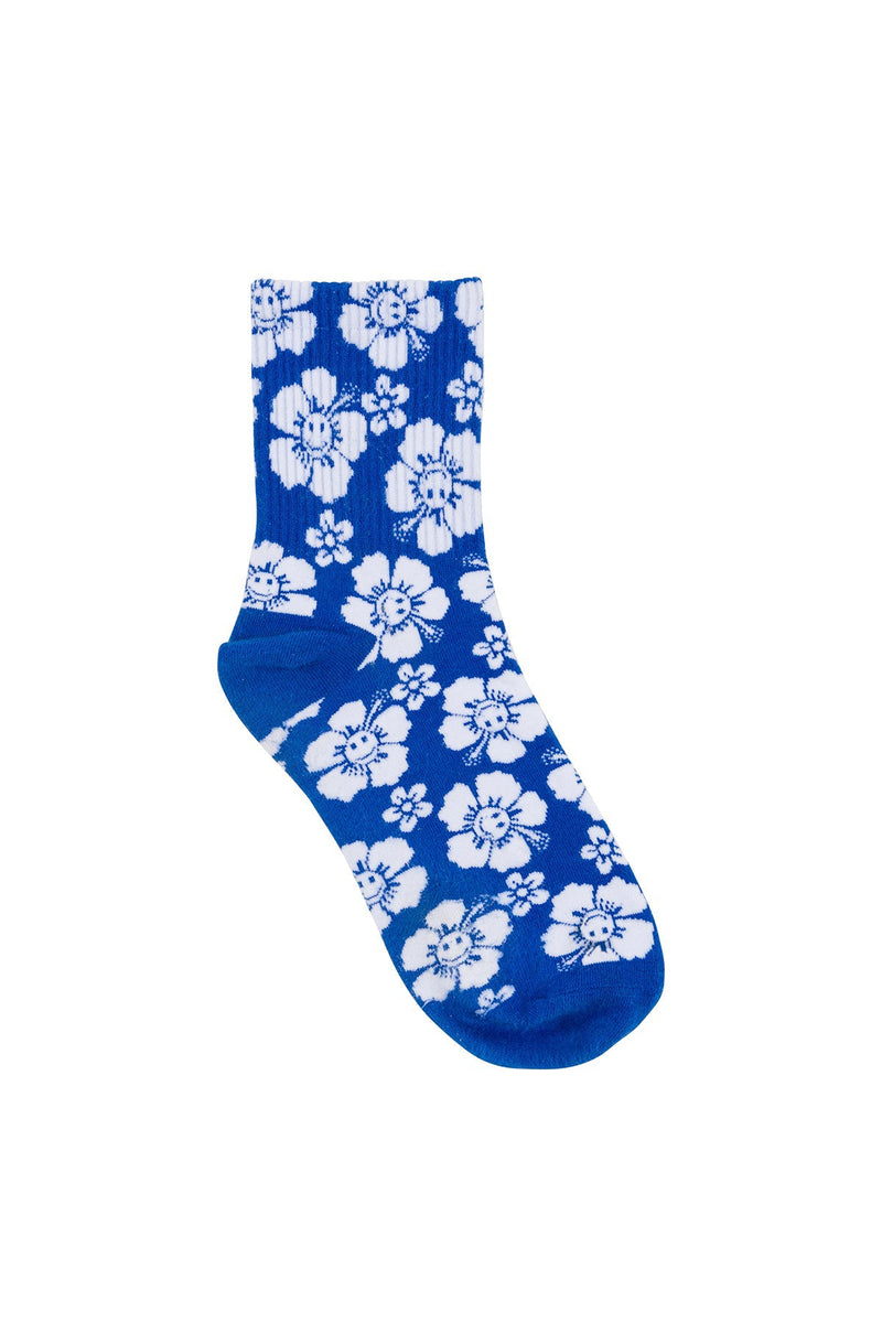 Happy Hibiscus Sock - Blue