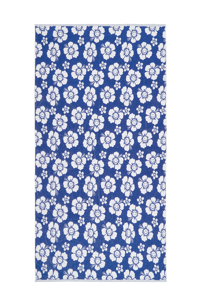 Blue Happy Hibiscus Towel