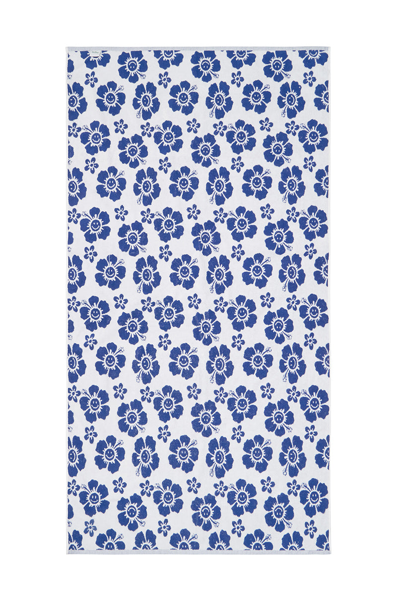 Blue Happy Hibiscus Towel